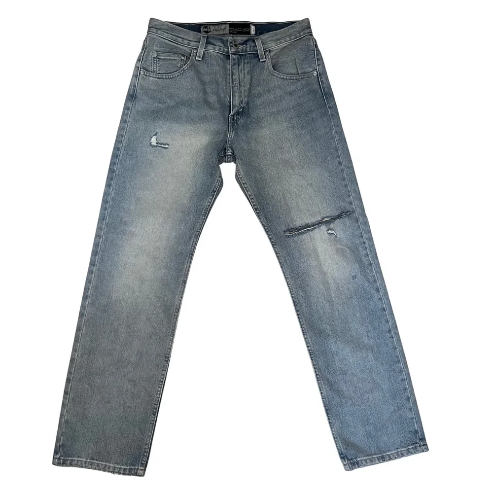 Levi's SilverTab Straight Leg Light Wash Distressed Jeans Mens 30x32 100% Cotton
